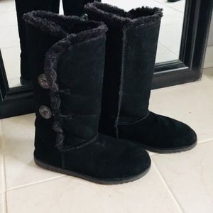 SOLD Black Faux Fur Lined Winter Suede Boots